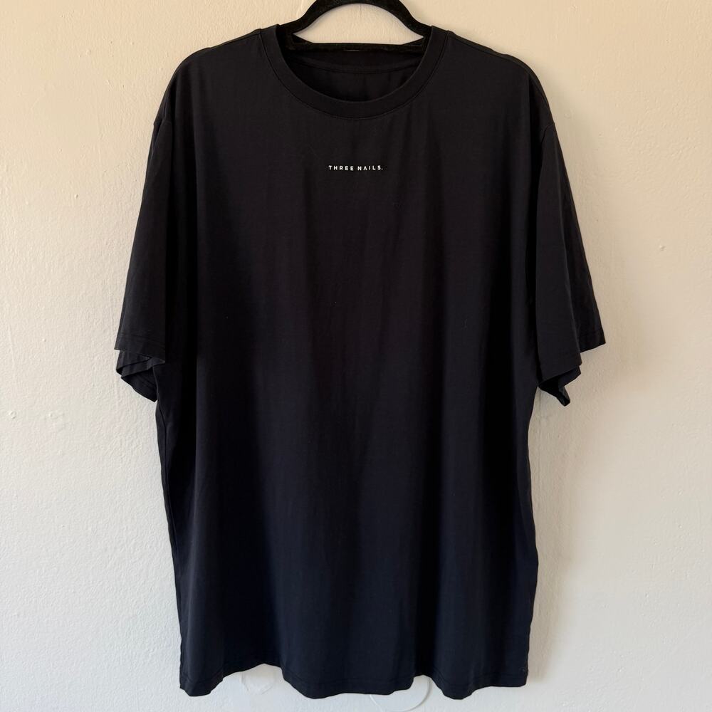 Three Nails Mens Black crew neck t-shirt